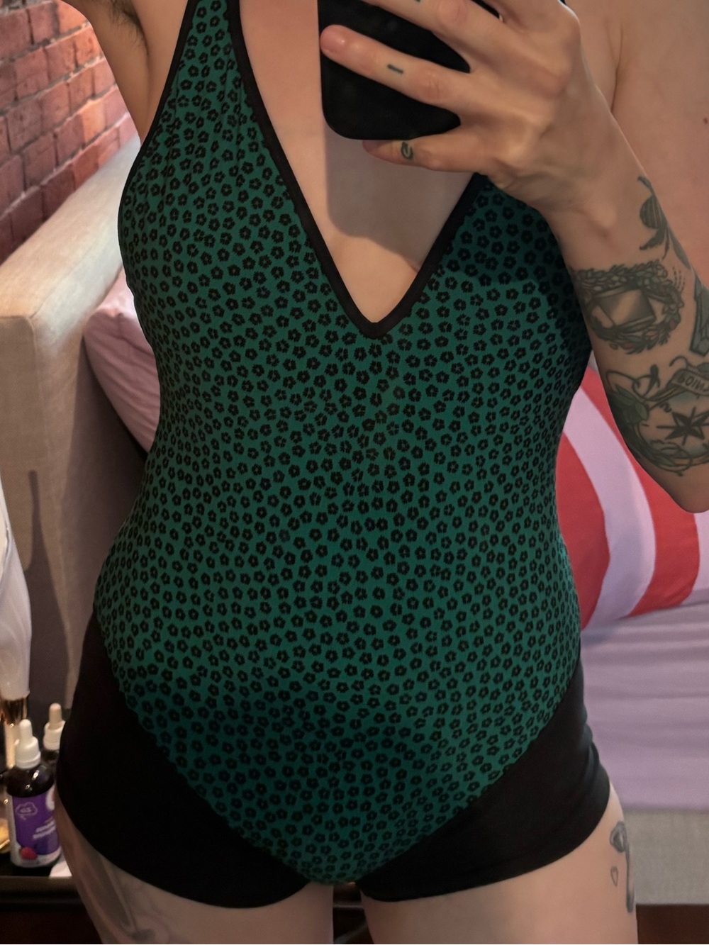 Diane Von Furstenberg Green and Black One-Piece Swimsuit - Picture 2 of 5